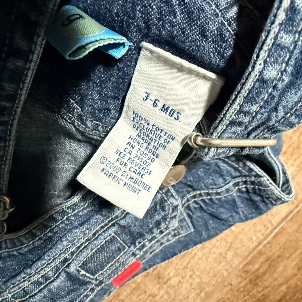 Gymboree Baby Vintage Y2K Blue Denim Bib Overalls, Medium Wash,‎ 3-6 mo